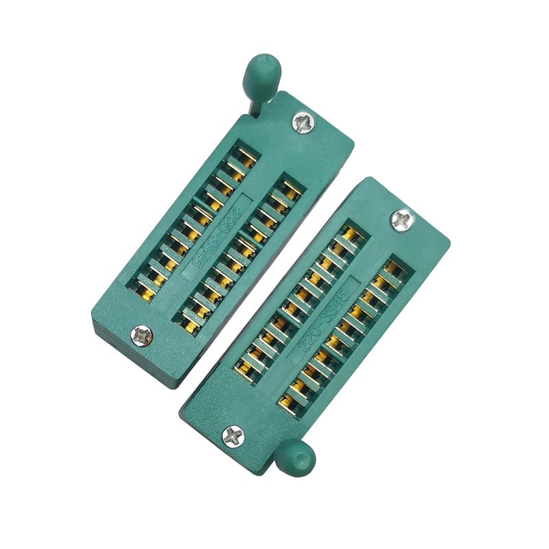 YEGAFE 2Pcs 20Pin 2.54mm ZIF Zip IC Test DIP Board Socket Universal Gold Plated feet - Image 1